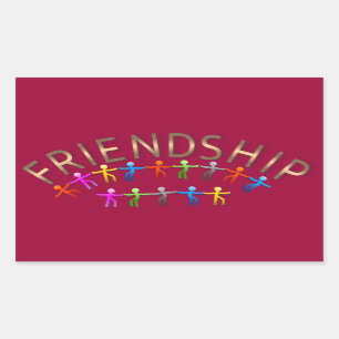 Friendship, Kids Holding Hands Design Rectangular Sticker