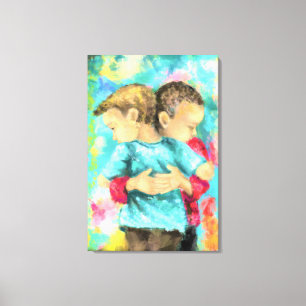 Friendship - Kids Hugging Peace Love Camvas Print