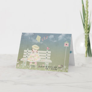 Friendship-little girl on park bench card