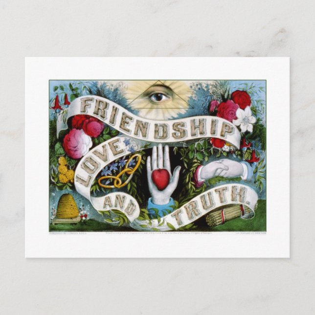 Friendship, love and truth (1874) postcard (Front)