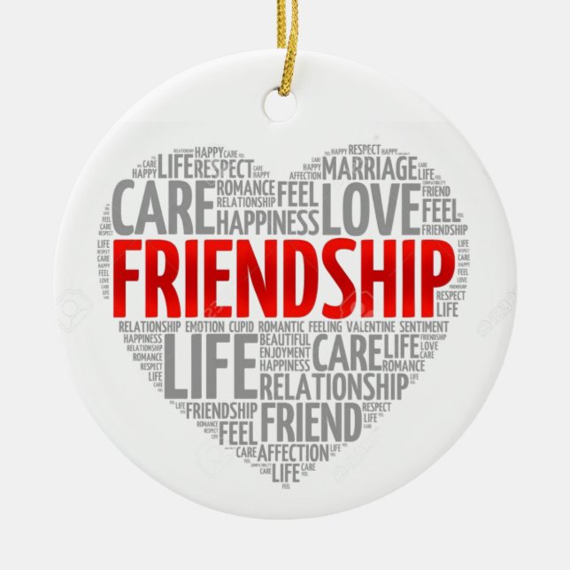 FRIENDSHIP/MERRY CHRISTMAS ON OTHER SIDE     CERAMIC TREE DECORATION (Front)