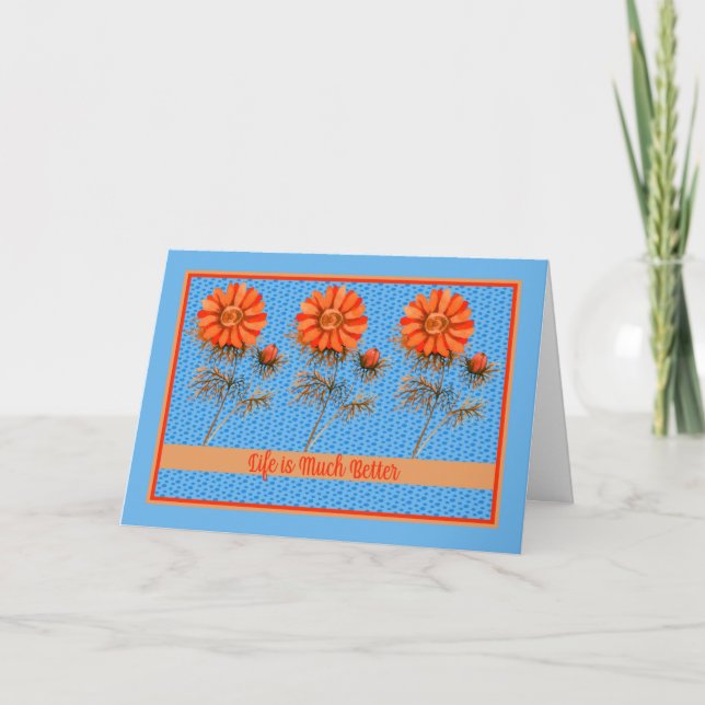 Friendship Note Card Orange and Blue (Front)