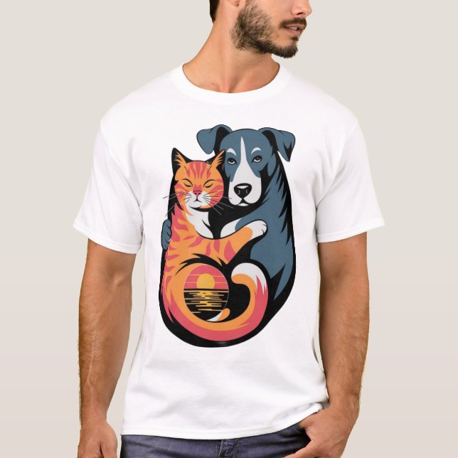 Friendship of Dogs and Cats T-Shirt (Front)