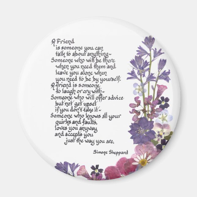 Friendship poem magnet (Front)