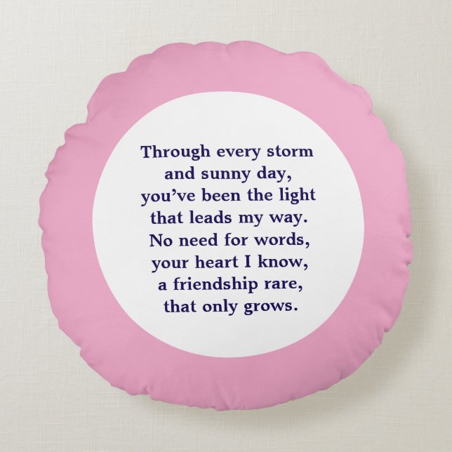 Friendship Poem Round Cushion (Front)