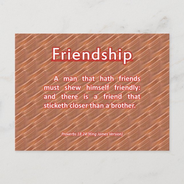Friendship Proverbs 18:24 Postcard (Front)