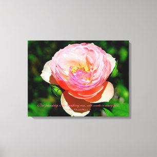 Friendship Quote Pink English Rose Canvas Print