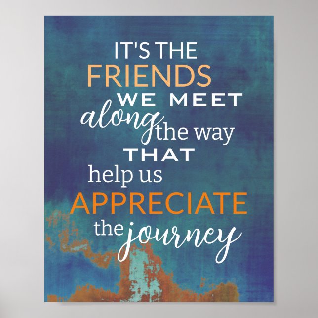 friendship quote pn blue and teal distressed   poster (Front)