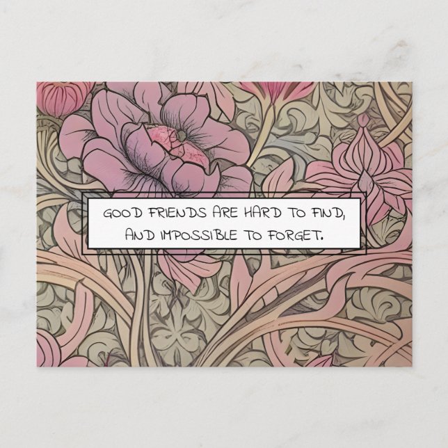 Friendship Quote Vintage Floral Pattern Postcard (Front)