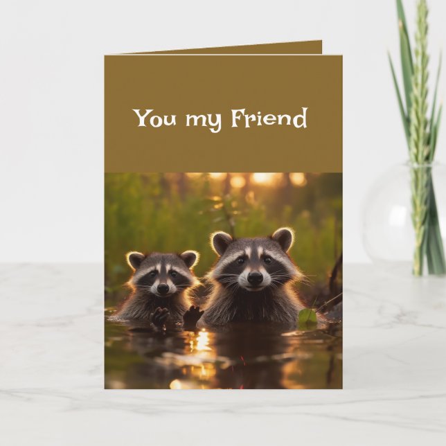 Friendship Such a Blessing Raccoons Cute Card (Front)