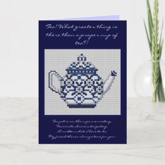 FRIENDSHIP TEA Cross Stitch Style Design Card