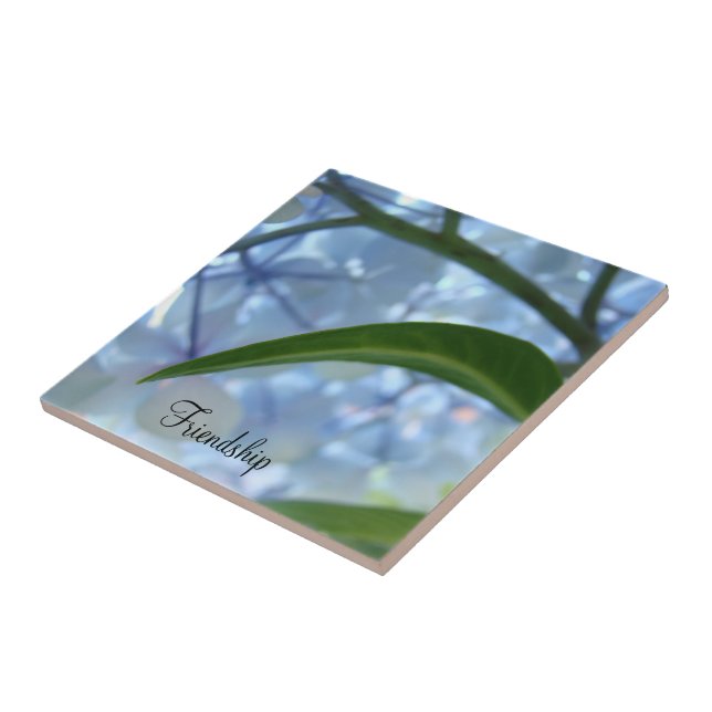 Friendship Tile Art Blue Floral Hydrangea Flowers (Side)