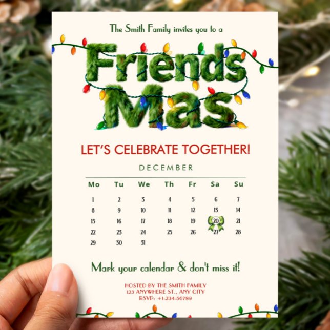 Friendsmas Christmas Party Calendar Winter Holiday Invitation (Friendsmas Christmas Party Calendar Winter Holiday Invitation, Christmas Calendar)