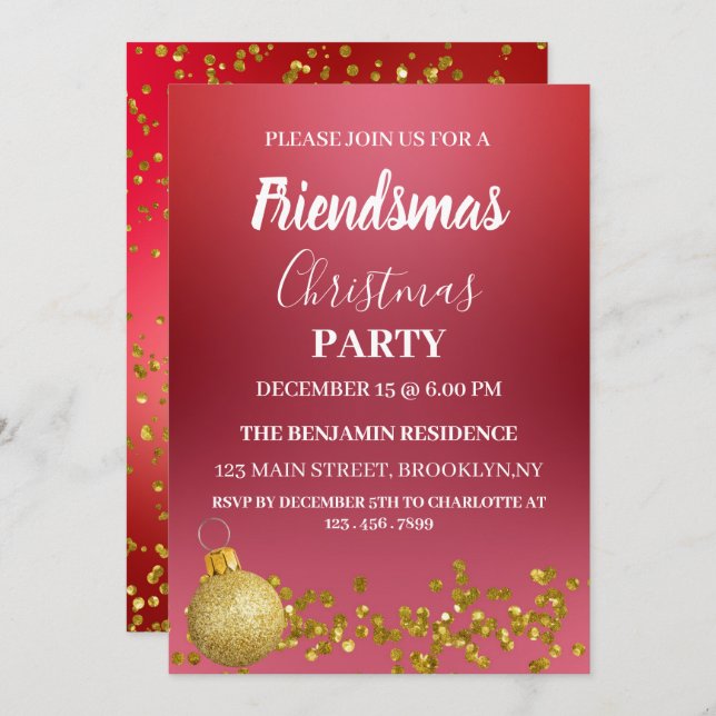  Friendsmas Christmas Party  Invitation (Front/Back)