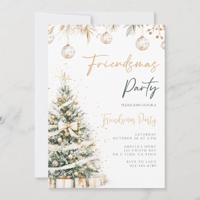 Friendsmas  Christmas Tree Holiday Party Invitation (Front)