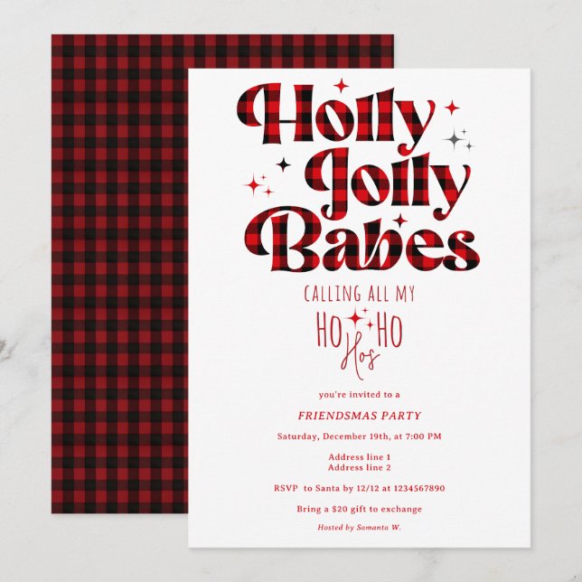 Friendsmas Girls Night Ladies Christmas Slumber Invitation (Front/Back)