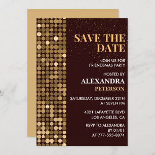 Friendsmas invitations Save the date Gold