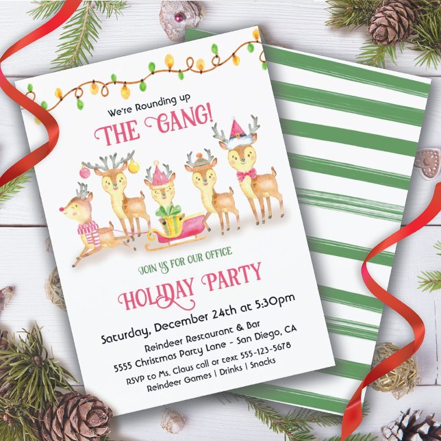 Friendsmas Office Reindeer Holiday Christmas Party Invitation (Creator Uploaded)