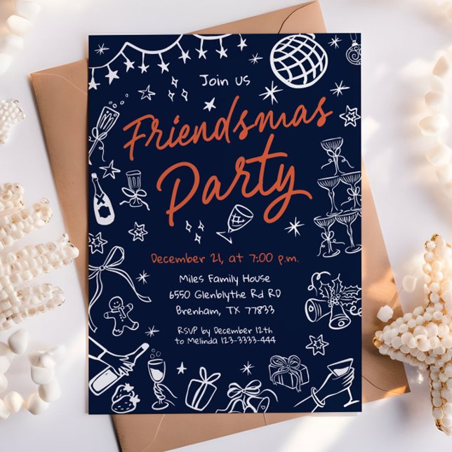 Friendsmas Party Invitation, Hand Drawn Invitation (Creator Uploaded)