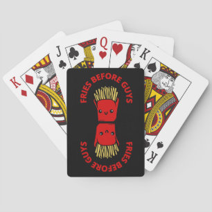 FRIES BEFORE GUYS funny french fries pun Playing Cards