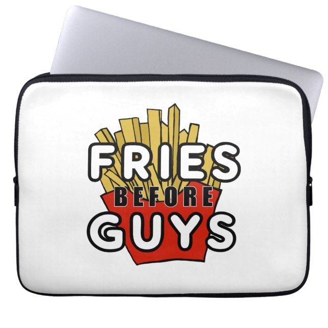 Fries Before Guys funny laptop sleeve (Front)
