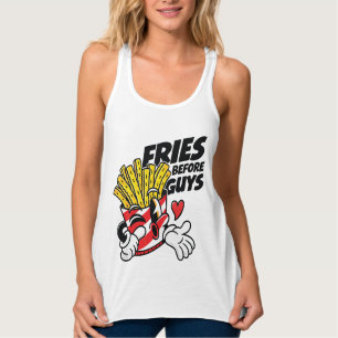 Fries Before Guys – Sassy Cartoon French Fries Pop Singlet