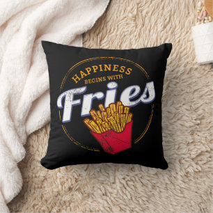 Fries Chips Snack Vintage Potato or French Fries Cushion