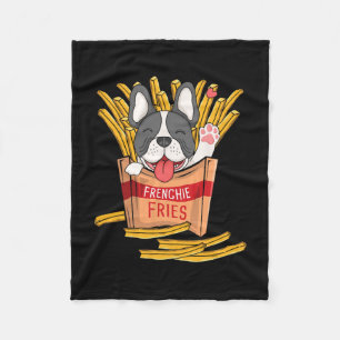 Fries - French Bulldog Fast Food French Fries Love Fleece Blanket