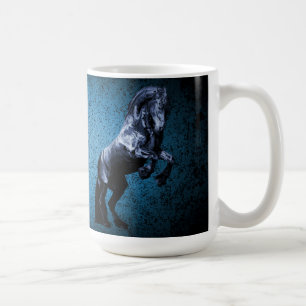 Friesian black stallion/black beauty, horse blue coffee mug