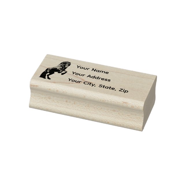Friesian, black stallion, Personal Address stamp/3 Rubber Stamp (Stamp)