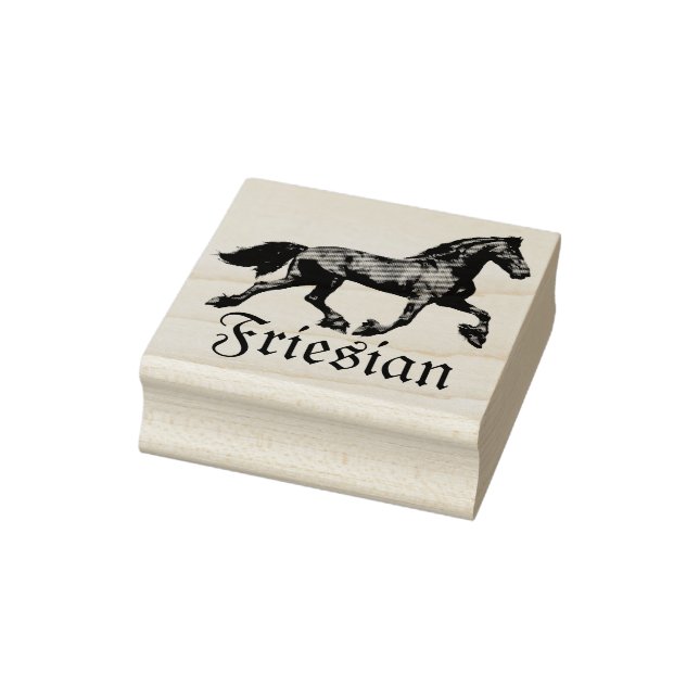 Friesian black stallion, the black beauty, horse r rubber stamp (Stamp)