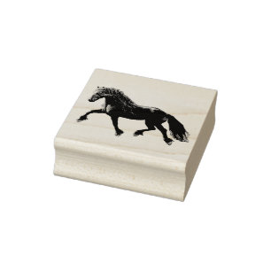 Friesian black stallion, the black beauty, horse rubber stamp