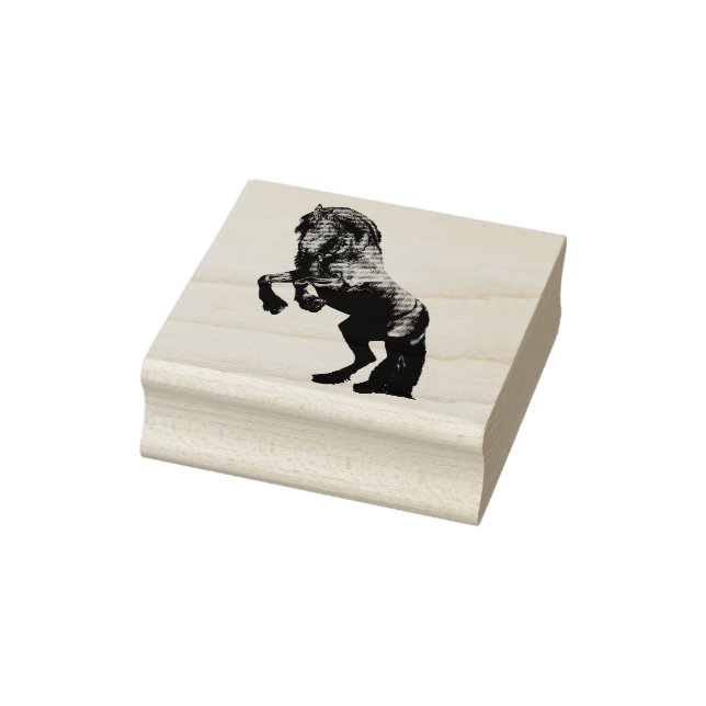 Friesian black stallion, the black beauty, horse rubber stamp (Stamp)