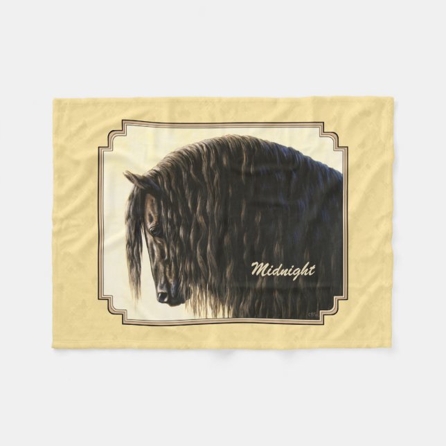 Friesian Draught Horse Yellow Fleece Blanket (Front (Horizontal))