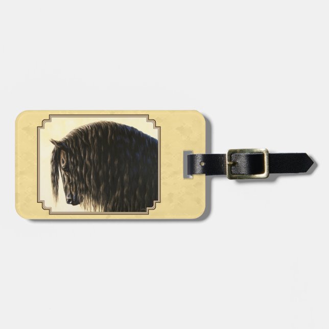 Friesian Draught Horse Yellow Luggage Tag (Front Horizontal)