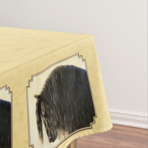 Friesian Draught Horse Yellow Tablecloth