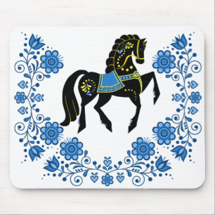 Friesian Folk horse blue/gold/black stallion Mouse Pad