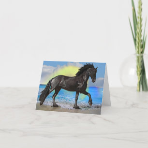 Friesian Horse Beach Card