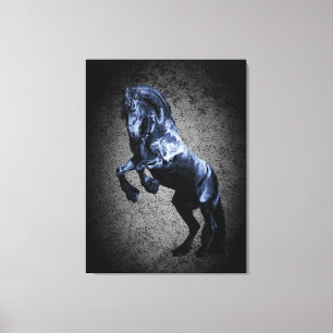 Friesian horse, black beauty stallion, cartooned 2 canvas print