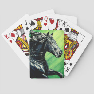 Friesian horse black beauty stallion playing cards