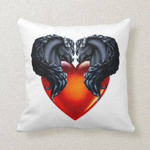 Friesian horse/black Frisian stallion/red heart 3 Cushion