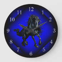 Friesian horse, black stallion beauty blue star