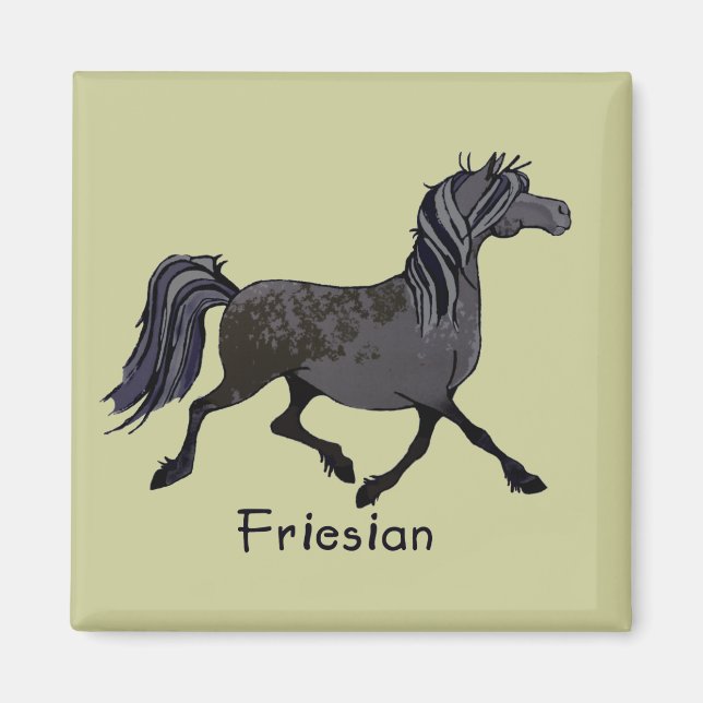 Friesian Horse Cartoon Magnet (Front)