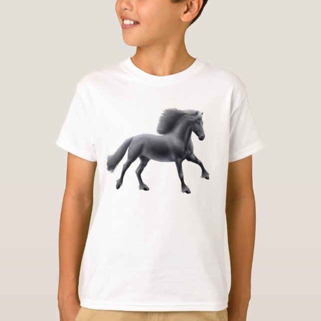 Friesian Horse Galloping Kids Sweatshirt T-Shirt (Front)
