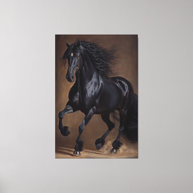 Friesian horse - Oil paint Canvas Print (Front)