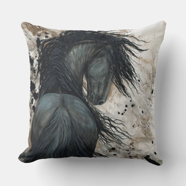 Friesian Horse Pillow by BiHrLe (Front)