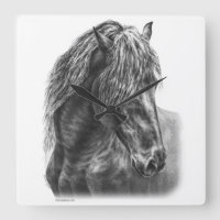 Friesian Horse Portrait Wavy Mane