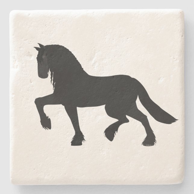 Friesian Horse Stone Coaster (Front)
