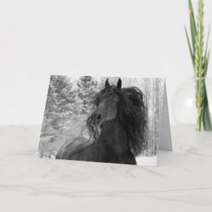Friesian Runs in the Snow II Horse Greeting Card