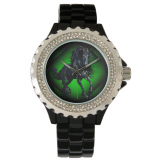 Friesian stallion black beauty horse watch